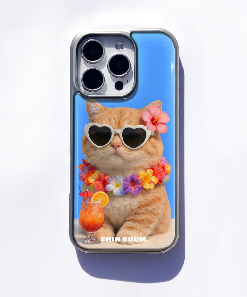 ハワイキャットシルバーマグセーフアクリルフォンケース（スマホケース