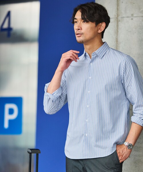 green label relaxing(グリーンレーベルリラクシング)の「【WEB限定】JUST fit JAMES FABRC パターン 長袖 シャツ(シャツ/ブラウス・メンズ・グレー系/コバルトブルー・XL/L/S/M)」の3枚目の写真
