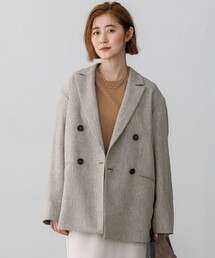 ループミックスツイード ダブルブレスト ジャケットコート