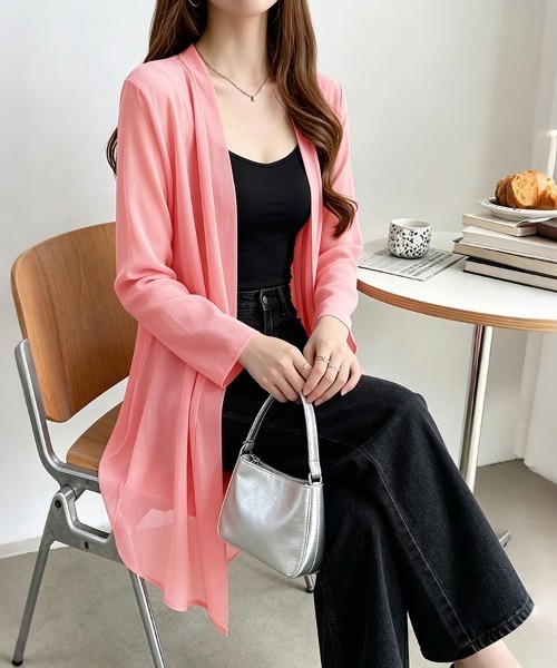 ONEP STAR(ワンピスター)の「選べるシフォン&リネンロング丈トッパーカーディガン(カーディガン/ボレロ・レディース・ベージュ/ブルー/ラベンダー/イエロー/ライトピンク/オレンジ/オレンジ系その他/グリーン・FREE)」の13枚目の写真