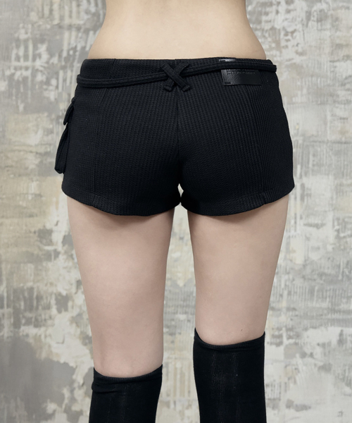 ETRE AU SOMMET（エトレオソメ）の「Waffle Zipper Hot Pants (Black)（その他パンツ・レディース・ブラック・FREE）」の4枚目の写真