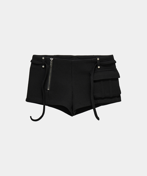 ETRE AU SOMMET（エトレオソメ）の「Waffle Zipper Hot Pants (Black)（その他パンツ・レディース・ブラック・FREE）」の7枚目の写真