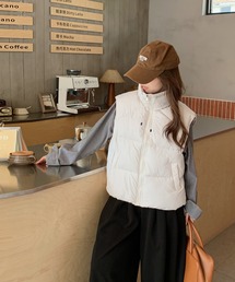 スタンドカラー 中綿ダウンベスト