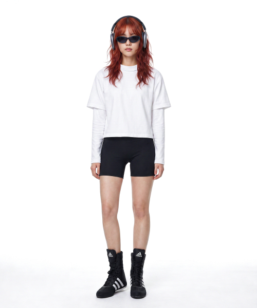 C WEAR BY THE GENIUS(シーウェアバイザジーニアス)の「ネックバインディングオーバーサイズクロップTシャツホワイト(Tシャツ/カットソー・レディース・その他・SMALL/MEDIUM/LARGE/X-LARGE/XX-LARGE)」の2枚目の写真