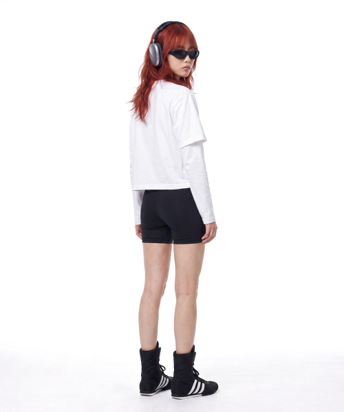 C WEAR BY THE GENIUS(シーウェアバイザジーニアス)の「ネックバインディングオーバーサイズクロップTシャツホワイト(Tシャツ/カットソー・レディース・その他・SMALL/MEDIUM/LARGE/X-LARGE/XX-LARGE)」の4枚目の写真