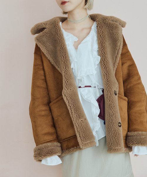venit(ヴェニット)の「venit ヴェニット 別注リバーシブルボアコート VEJ-5544-A(その他アウター・レディース・ベージュ・FREE)」の5枚目の写真