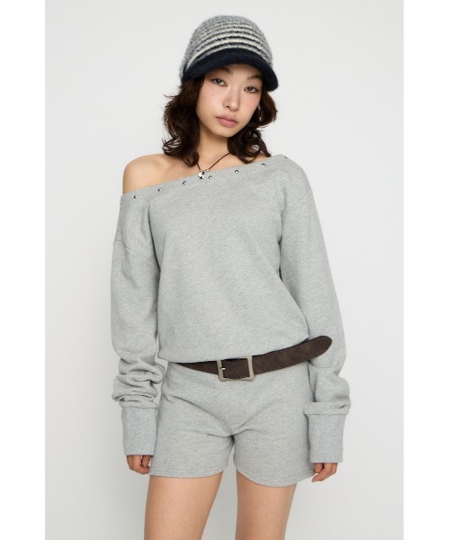 LAGUA GEM（ラグアジェム）の「SWEAT STUDS ロンパース（つなぎ/オールインワン・レディース・ブラック/杢グレー・MEDIUM/SMALL）」の12枚目の写真