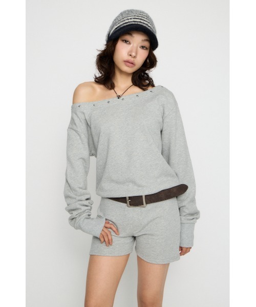 LAGUA GEM（ラグアジェム）の「SWEAT STUDS ロンパース（つなぎ/オールインワン・レディース・ブラック/杢グレー・MEDIUM/SMALL）」の13枚目の写真
