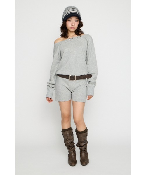 LAGUA GEM（ラグアジェム）の「SWEAT STUDS ロンパース（つなぎ/オールインワン・レディース・ブラック/杢グレー・MEDIUM/SMALL）」の14枚目の写真