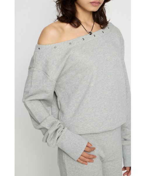 LAGUA GEM（ラグアジェム）の「SWEAT STUDS ロンパース（つなぎ/オールインワン・レディース・ブラック/杢グレー・MEDIUM/SMALL）」の6枚目の写真