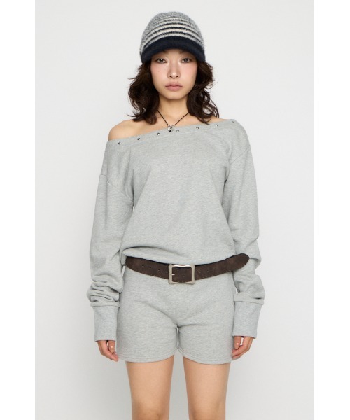 LAGUA GEM（ラグアジェム）の「SWEAT STUDS ロンパース（つなぎ/オールインワン・レディース・ブラック/杢グレー・MEDIUM/SMALL）」の11枚目の写真