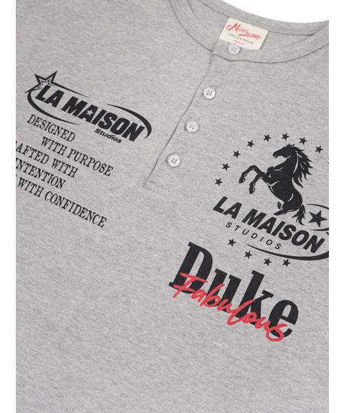 FABULOUS ARCHIVE（ファビュラスアーカイブ）の「スターデューク ヘンリーネック メランジェグレー(FCG3TS955M)（Tシャツ/カットソー・レディース・ライトグレー・LARGE/MEDIUM）」の4枚目の写真