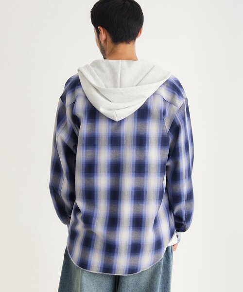 BACK NUMBER(バックナンバー)の「フード付きオンブレチェックシャツ(シャツ/ブラウス・メンズ・ブラック系1/ベージュ系1/ブルー系1・03/04/05/06)」の16枚目の写真