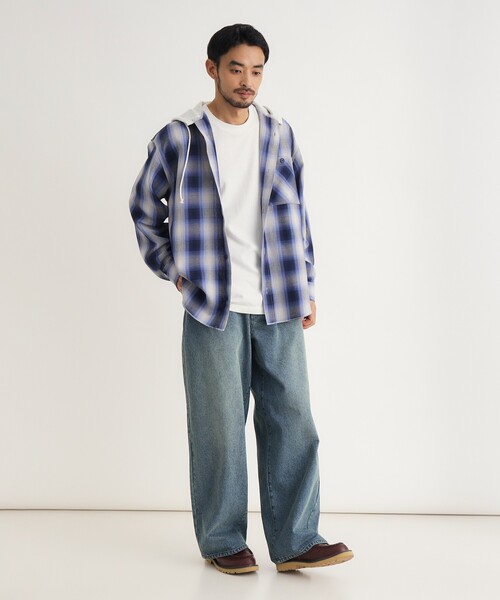 BACK NUMBER(バックナンバー)の「フード付きオンブレチェックシャツ(シャツ/ブラウス・メンズ・ブラック系1/ベージュ系1/ブルー系1・03/04/05/06)」の17枚目の写真