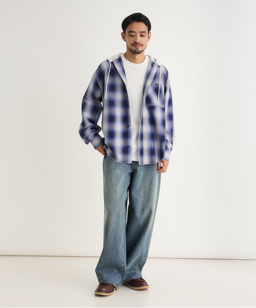 BACK NUMBER(バックナンバー)の「フード付きオンブレチェックシャツ(シャツ/ブラウス・メンズ・ブラック系1/ベージュ系1/ブルー系1・03/04/05/06)」の18枚目の写真