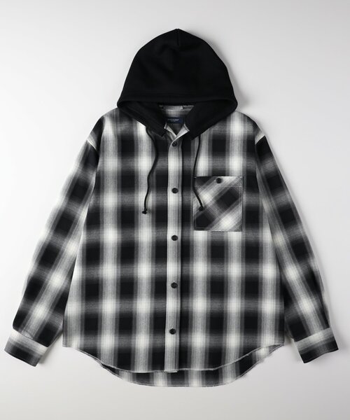 BACK NUMBER(バックナンバー)の「フード付きオンブレチェックシャツ(シャツ/ブラウス・メンズ・ブラック系1/ベージュ系1/ブルー系1・03/04/05/06)」の19枚目の写真