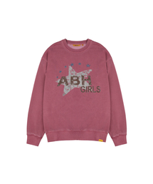 PIGMENT ウォッシュドグランジ スター LETTERING オーバーサイズ スウェットシャツ ABH367-164 ダスティピンク