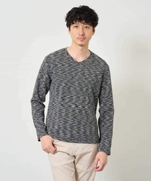 【スマート/イージーケア/洗濯機で洗える/毛玉になりにくい】スラブメランジVネックスマートTシャツ
