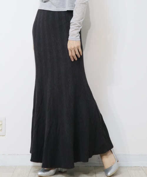 DISKEEN SURE（ディスキーンシュアー）の「【美シルエット宣言】動きまでカワイイ♡大人リブニットマーメイドスカート（スカート・レディース・ブラウン/ブラック/チャコール/キャメル/アイボリー・FREE）」の4枚目の写真