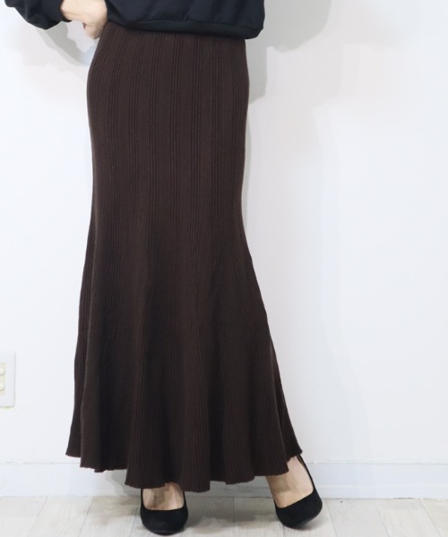 DISKEEN SURE（ディスキーンシュアー）の「【美シルエット宣言】動きまでカワイイ♡大人リブニットマーメイドスカート（スカート・レディース・ブラウン/ブラック/チャコール/キャメル/アイボリー・FREE）」の17枚目の写真
