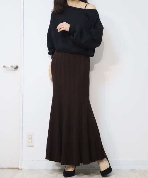DISKEEN SURE（ディスキーンシュアー）の「【美シルエット宣言】動きまでカワイイ♡大人リブニットマーメイドスカート（スカート・レディース・ブラウン/ブラック/チャコール/キャメル/アイボリー・FREE）」の19枚目の写真