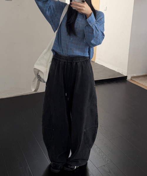 CHUN CHUN NOTES(チュンチュンノーツ)の「26AW/ヴィンテージ加工カーブシルエットスウェットパンツ(スウェットパンツ・レディース・グレー・M)」の6枚目の写真