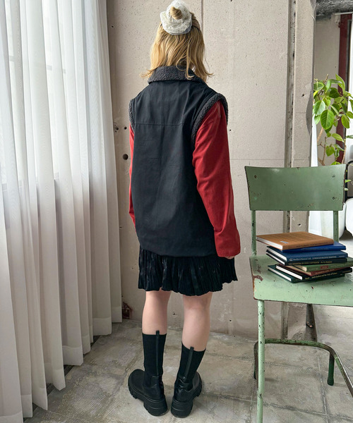 DOUBLE NAME（ダブルネーム）の「ボア衿ミリタリーベスト（ベスト・レディース・カーキ・FREE）」の4枚目の写真