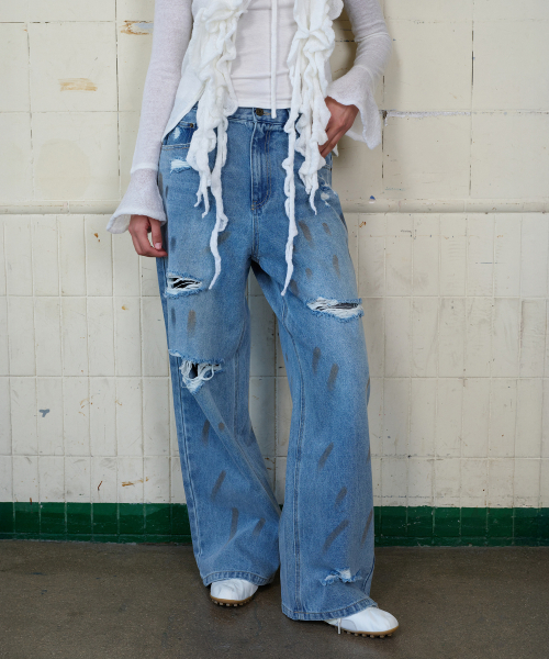 MOODBETTER(ムード ベター)の「HAND PAINTED DENIM PANTS LIGHT BLUE(デニムパンツ・レディース・その他・SMALL/MEDIUM)」の2枚目の写真