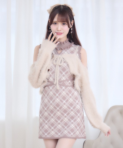 couture BY ROJITA（クチュールバイロジータ）の「ふわふわボレロニットミニワンピース（ワンピース・レディース・ブラウン/ピンク/ブラック・FREE）」の3枚目の写真