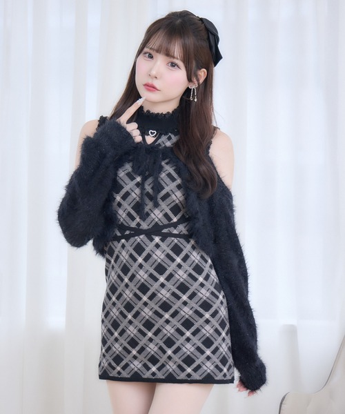 couture BY ROJITA（クチュールバイロジータ）の「ふわふわボレロニットミニワンピース（ワンピース・レディース・ブラウン/ピンク/ブラック・FREE）」の2枚目の写真