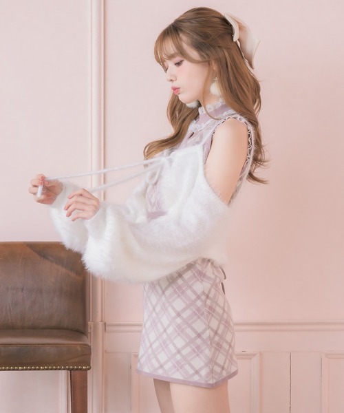 couture BY ROJITA（クチュールバイロジータ）の「ふわふわボレロニットミニワンピース（ワンピース・レディース・ブラウン/ピンク/ブラック・FREE）」の7枚目の写真