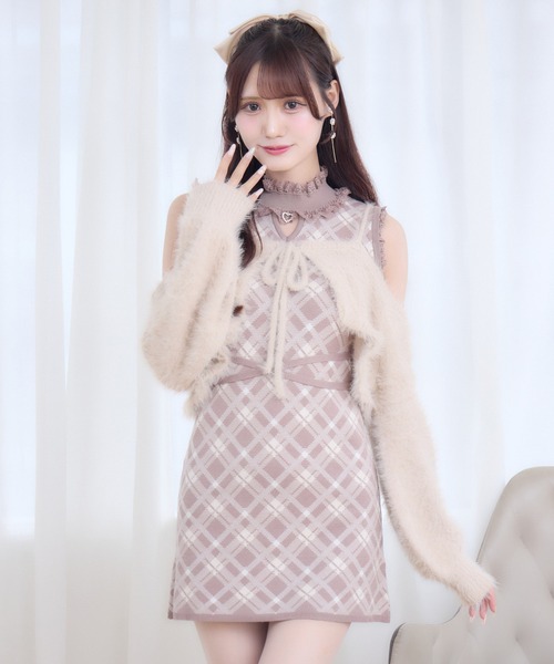 couture BY ROJITA（クチュールバイロジータ）の「ふわふわボレロニットミニワンピース（ワンピース・レディース・ブラウン/ピンク/ブラック・FREE）」の13枚目の写真