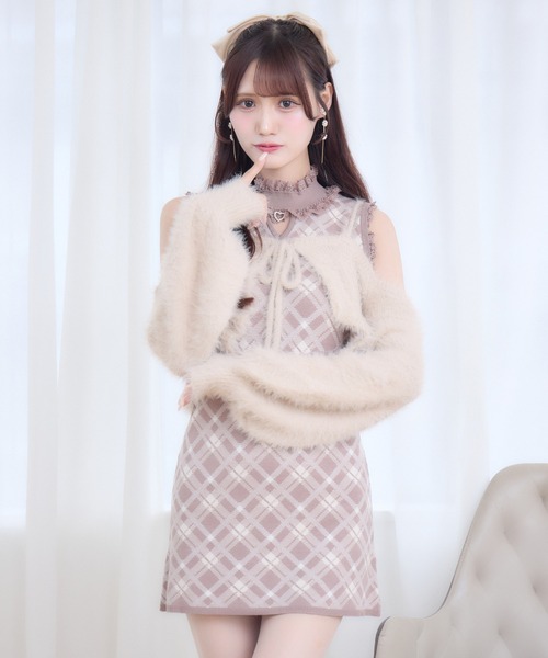 couture BY ROJITA（クチュールバイロジータ）の「ふわふわボレロニットミニワンピース（ワンピース・レディース・ブラウン/ピンク/ブラック・FREE）」の14枚目の写真
