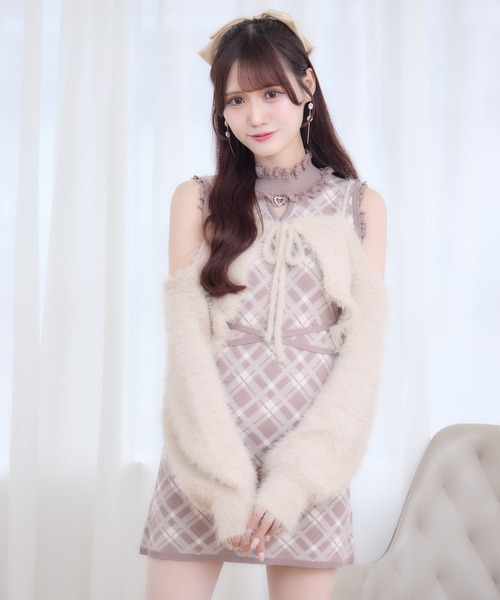 couture BY ROJITA（クチュールバイロジータ）の「ふわふわボレロニットミニワンピース（ワンピース・レディース・ブラウン/ピンク/ブラック・FREE）」の16枚目の写真