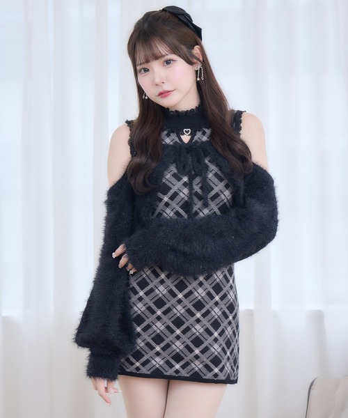 couture BY ROJITA（クチュールバイロジータ）の「ふわふわボレロニットミニワンピース（ワンピース・レディース・ブラウン/ピンク/ブラック・FREE）」の9枚目の写真