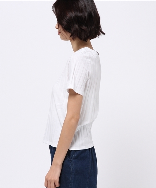 WEGO（ウィゴー）の「WEGO/ワイドリブVネックTシャツ（Tシャツ/カットソー・レディース・イエロー/ブラック/パープル/ホワイト・FREE）」の7枚目の写真