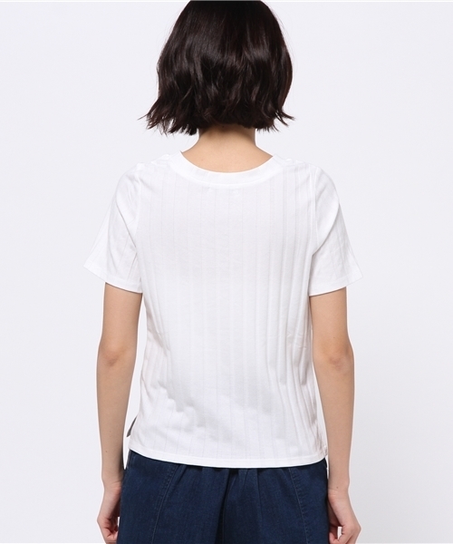 WEGO（ウィゴー）の「WEGO/ワイドリブVネックTシャツ（Tシャツ/カットソー・レディース・イエロー/ブラック/パープル/ホワイト・FREE）」の8枚目の写真