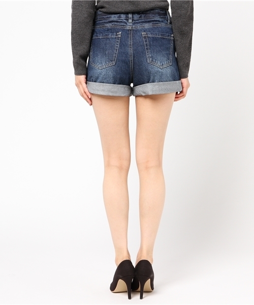Honeys（ハニーズ）の「デニムショートパンツ（デニムパンツ・レディース・ライトインディゴブルー/インディゴブルー/ブルー・M/L/S）」の6枚目の写真