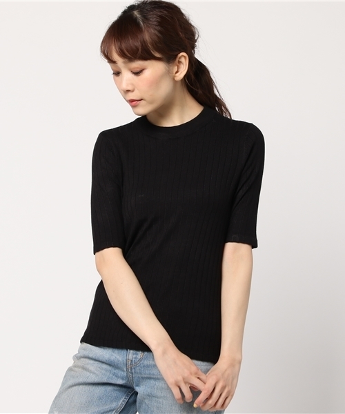 SLY（スライ）の「RIB ハイネック 5分袖 HG TOPS（ニット/セーター・レディース・レッド系その他/ホワイト/ブラック/ブルー系その他/トップグレー・2/1）」の14枚目の写真