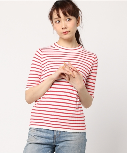 SLY（スライ）の「RIB ハイネック 5分袖 HG TOPS（ニット/セーター・レディース・レッド系その他/ホワイト/ブラック/ブルー系その他/トップグレー・2/1）」の17枚目の写真