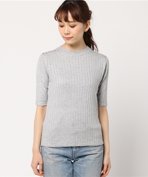 SLY（スライ）の「RIB ハイネック 5分袖 HG TOPS（ニット/セーター・レディース・レッド系その他/ホワイト/ブラック/ブルー系その他/トップグレー・2/1）」の6枚目の写真