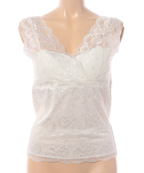 Honeys（ハニーズ）の「カップ付き レースビスチェ（タンクトップ・レディース・オフホワイト/ブラック・M/L）」の16枚目の写真