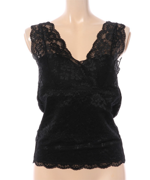 Honeys（ハニーズ）の「カップ付き レースビスチェ（タンクトップ・レディース・オフホワイト/ブラック・M/L）」の10枚目の写真