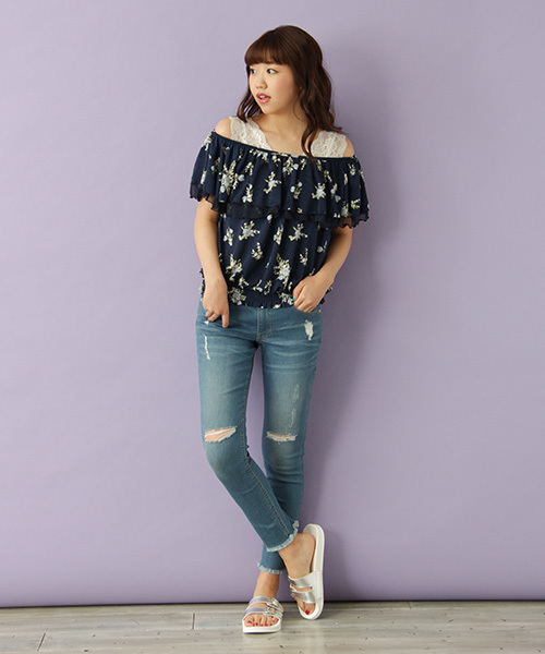 Honeys（ハニーズ）の「カップ付き レースビスチェ（タンクトップ・レディース・オフホワイト/ブラック・M/L）」の13枚目の写真