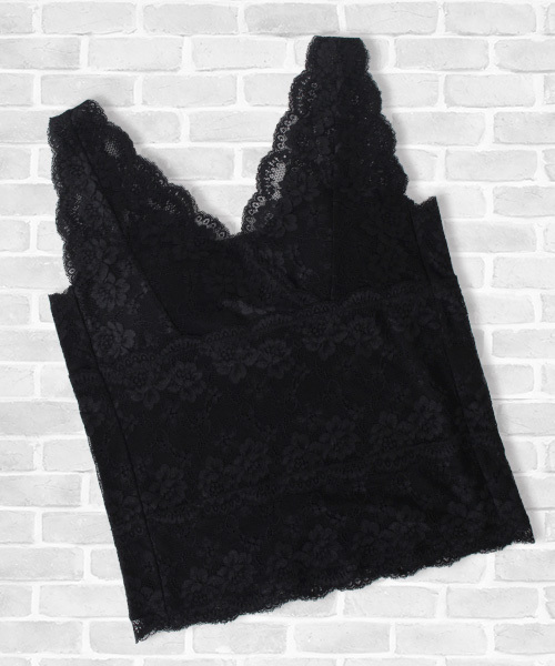 Honeys（ハニーズ）の「カップ付き レースビスチェ（タンクトップ・レディース・オフホワイト/ブラック・M/L）」の9枚目の写真