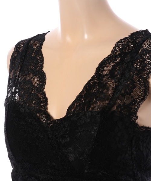 Honeys（ハニーズ）の「カップ付き レースビスチェ（タンクトップ・レディース・オフホワイト/ブラック・M/L）」の4枚目の写真