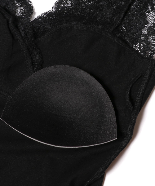Honeys（ハニーズ）の「カップ付き レースビスチェ（タンクトップ・レディース・オフホワイト/ブラック・M/L）」の8枚目の写真