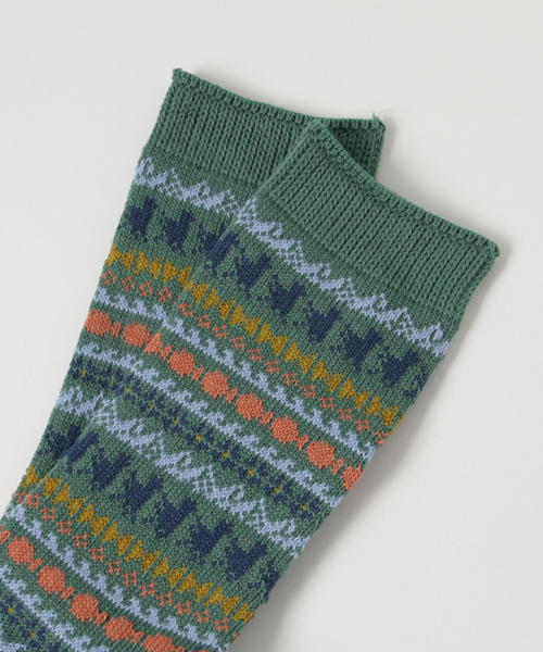 Ne-net（ネネット）の「S 山とさかなソックス（ソックス/靴下・レディース・レッド/オフホワイト/グリーン・02/03）」の4枚目の写真