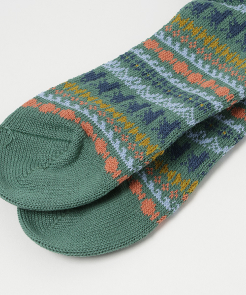 Ne-net（ネネット）の「S 山とさかなソックス（ソックス/靴下・レディース・レッド/オフホワイト/グリーン・02/03）」の5枚目の写真