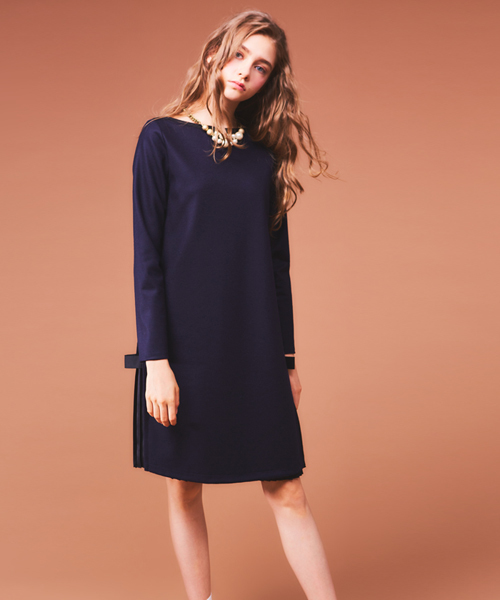 21福袋 ランバン オン ブルー ワンピース ネイビー プリーツ 現金特価